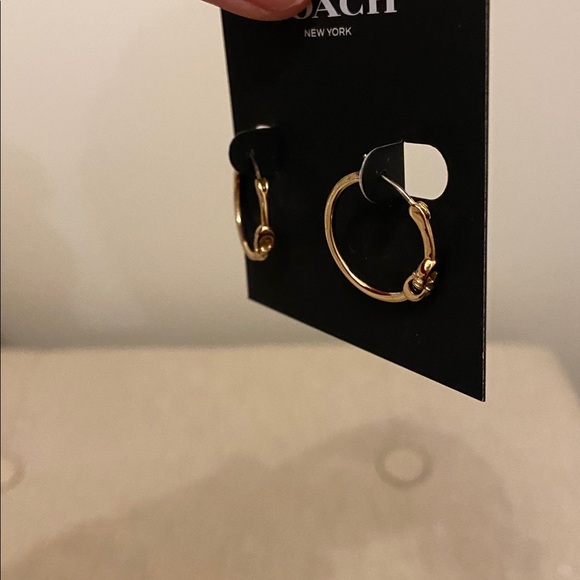 Coach Elegant Gold Hoop Earrings - Picture 5 of 6